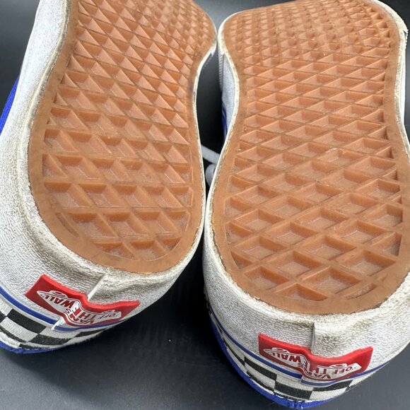 Vans Tennis Shoes Blue Black White Checkerboard Canvas Sneakers Women 8 Men 6.5 - Picture 14 of 15
